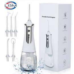 Other Oral Hygiene LISM Portable Oral Irrigator Water Flosser Dental Water Jet Tools Pick Cleaning Teeth 350ML 5 Nozzles Mouth Washing MachineFloss 230208