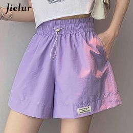 Women's Shorts Jielur Women Summer Chic Purple White S-4XL Size Loose Sports Outer Korean Casual Elastic Waist Hot Female Y2302