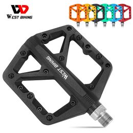 Bike Pedals WEST BIKING 2 Sealed Bearings Bicycle Pedals Nylon Road Bmx Mtb Pedals Ultralight Non-Slip Waterproof Bike Pedals Accessories 0208
