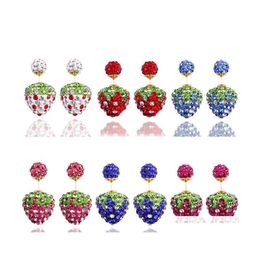 Stud Earrings For Woman Fashion Sier Plated Jewellery Colorf Crystal Disco Ball Beads Wedding Stberry Drop Delivery Dhqyy