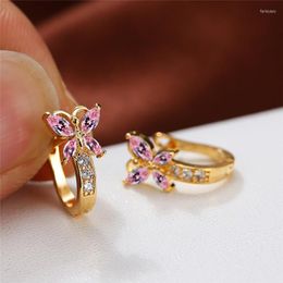 Hoop Earrings & Huggie Luxury Female Zircon Small Butterfly Crystal Stone Vintage Gold Colour Bridal For WomenHoop Farl22