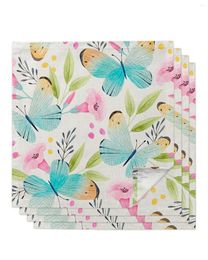 Table Napkin 4/6/8pcs Spring Watercolour Flower Butterfly Napkins Cloth Wedding Party Festival Kitchen Dinner Handkerchief