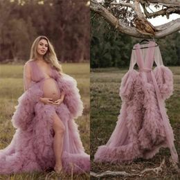 Party Dresse Maternity Robes Long Tulle Bathrobe Evening Po Shoot Birthday Bridal Fluffy Prom Sleepwear Custom Made 230208