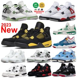 2024 New Thunder 4s Pine Green Basketball Shoes Men Women Seafoam 4 Violet Ore Midnight Navy Military Black Cat Neon Fire Red University Blue UNC With Box Spotrs TORO