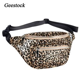 Bel Çantaları Geestock Kadın Leopard Fanny Paketleri Moda PU Deri Bumbag Kemer Paketi Çılgın Seyahat Partisi 230208 için Ayarlanabilir