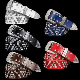 Belts Pop Lolita Cosplay Punk Genuine Leather Pants Bands Pin Buckle Waistband Ladies Dress Belts Bling Diamond Belt G230207