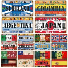 Car Number Plate American States Metal Painting License Retro Painting Metal License Plate Wall Decor Bar Pub Garage Wall Decoration Club Tin Signs 30X15CM w02