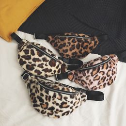 Waist Bags Plush Women Leopard Crossbody Ladies Fanny Pack for Luxury Handbag Bum Belt Chest Female Wallet 230208