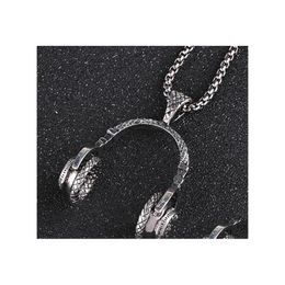 Pendant Necklaces Music Headset Long Necklace Hip Women Accessories Headphones Drop Delivery Jewellery Pendants Dhuvh