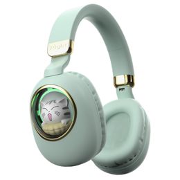 Headwear Bluetooth Headphones Light Up Cartoon Cat Wireless Headset Girls Stereo Gaming Wired Headsets