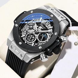 Wristwatches Big Dial Fashion Men's Watches Multi Function Rubber Strap Ins Chic Outdoor Military Watch For Men Unique Brand Wristwatch