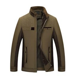 Mens Jackets Coat Stand Collar Windproof Solid Colour Casual Open Front Middleaged Jacket for Autumn Winter 230207