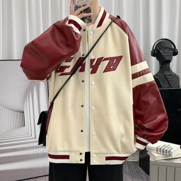 Men s Jackets Men Harajuku Sweatshirt Letter Splicing Air Pilot Overcoat Simple and Stylish Baseball Coats Hip Hop Male College Varsity Jacket 230207