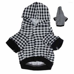 Dog Apparel Spring And Autumn Fashion Generous Black White Chequered Hoodie Plaid Sweater T-shirt Long Sleeve Pet Clothes