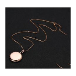 Pendant Necklaces 3 Colour Round Stainless Steel Living Memory Openging Locket Necklace Magic Family P O Engraving Gift For Baby Drop Dhncp