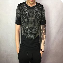 Men's T Shirts Short Sleeve Shirt Men Casual Cotton Diamonds Design Top Tees