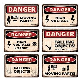 Warning High Voltage Metal Tin Signs Danger High Voltage Vintage Poster Beware Of No Parking Plaque Be careful of danger Outdoor Wall Decor Size 30X20CM w01