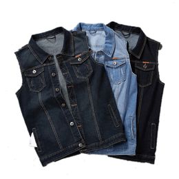 Men s Vests Plus Size 8XL 7XL 6XL Clothing Spring Denim Sleeveless Cowboy Jackets Male Vintage Casual Vest Jeans Man Waistcoat 230207