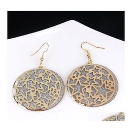 Charm Earring Sier/Gold Crystal Long Women Scrub Drop Hook Dangle Earrings Delivery Jewelry Dhf1X