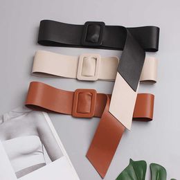 Belts Spring Summer Soft PU Waist Belt Wide Corset Strap Double-faced PU Leather Adjustable Cinch Belt Non-Pin Buckle Femme Cinturon G230207