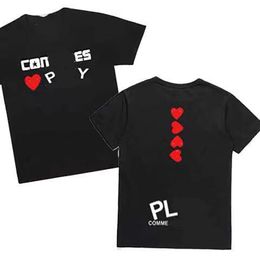 Embroidered Love Eyes Pure Cotton White Red Heart Short-sleeved Tshirts Boys and Girls Loose Casual Tshirt Top Play Designer Mens T-shirts Love T-shirtBSNQ