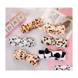 Other Fashion Accessories Candy Colour Stripe Bow Circle Leopard Pattern Round Dot Hair Band Plush Shampoo Headband Head 86 W2 Drop De Dhyq8