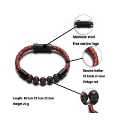 Charm Bracelets Titanium Steel Chakra Jewellery Of Rye Black Vcan Beads Braclet Stone Leather 594 T2 Drop Delivery Dh46R