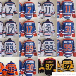 1971-1999 Movie Retro CCM Hockey Jersey Embroidery 99 Gretzky 97 Connor McDavid 7 Paul Coffey 11 Mark Messier 17 Jari Kurri 30 Bill Ranford 31 Grant Fuhr 89 Sam Gagner