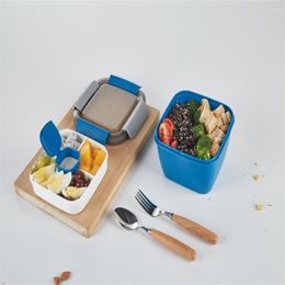 Dinnerware Sets 1.1/1.3L Lager Capacity Lunchbox Microwaveable Protable Cute Bento Box For Children Leak Proof Fruit Salad