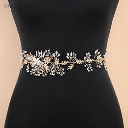 Belts Fashion Wedding Belt For Bride Luxury Rhinestone Women Belt For Wedding Dress Accessories Leaf Belt For Girl Party Night Dress G230207