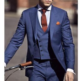 Men's Suits Navy Business For Men Slim Fit Handsome Wedding Groom Tuxedo 3 Pieces Male Fashion Jacket With Waistcoat Pants Set