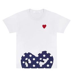 Embroidered Love Eyes Pure Cotton White Red Heart Short-sleeved Tshirts Boys and Girls Loose Casual Tshirt Top Play Designer Mens T-shirts Love T-shirt1F50