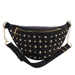 Waist Bags Fashion Rivets Pack Luxury Designer Fanny Small Women Phone Pouch Punk Belt Purse Chest handbags 230208