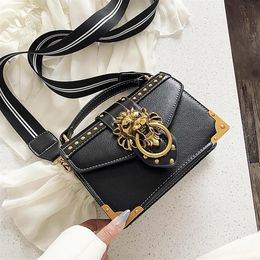 Factory whole women handbag cool rivet shoulder bag comfortable striped wide shoulders strap leather handbags street fashion r224a