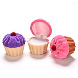 Jewellery Pouches Brand Cute Cake Cup Shape Velvet Ring Box Earring Pendant Locket Necklace