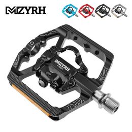 Bike Pedals MZYRH MZ-F150 Self-locking Bike Pedal 3 Bearings Wide Ultralight Anti-slip CNC MTB SPD Pedal Aluminium Alloy Bicycle Pedals 0208