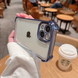 Luxury Armour Shockproof Transparent Acrylic Soft Case For iPhone 15 14 Pro Max x xs 14 Pro 13 12 11 12 Clear Camera Lens Protector Cover