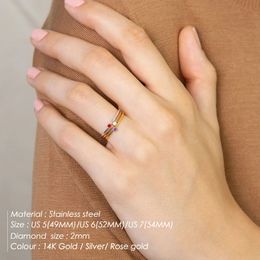 Stainless Steel Birthstone Ring Gold Colour Simple Fashion Style rings For Women Festival Party Gift