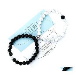 Beaded Strands Fashion 2Pcs/Set Natural Stone Bead Heart Magnet Couple Friendship Bracelets Yoga For Women Men Lovers Magnetic Brac Dhfd2