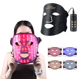 Home Beauty Instrument 4 Colours LED Face Mask Silicone Gel SPA Red Light Therapy for Face Neck Photo Light Skin Rejuvenation Anti Wrinkle Acne Tighten