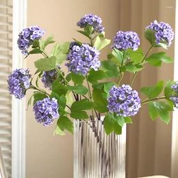 Decorative Flowers Luxury 3 Heads Hydrangea Branch Fake Snowball Flores Wedding Decoration Christmas Home Decor Fleurs Artificielles