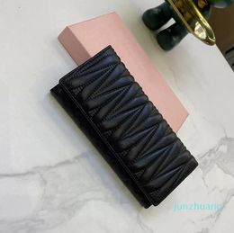 Designers Cowhide Leather Long Wallet Coin Purses Interior Zipper Pocket Black Pink Women Fashion Luxurys Handbags Purse Card Hold268b 532
