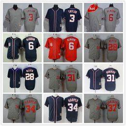 Movie Vintage 6 Anthony Rendon Baseball Jerseys Stitched 3 Michael Taylor 28 Jayson Werth 31 Max Scherzer 34 Bryce Harper 37 Stephen Strasburg Jersey