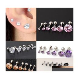 Stud Pretty Earrings Mens Women Fashion Bone Nail Small Piercing Body Jewelry Zirconia Drop Delivery Dhnj3