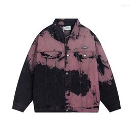 Men's Jackets Retro Tie Dye Denim High Street Mens Hip Hop Loose Cargo Cowboy Coats Men