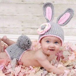 Hats Baby Costume Girl Flower Hat Born Crochet Outfits Pography Props W89E