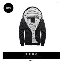 Men's Down 2023 Autumn And Winter Fleece Sweater Jacket Coral Loose Plush Hooded Fashion Warm Casual Soild Color