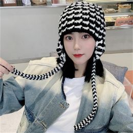 Berets Knitted Woolen Hat Teenager Ear Flap Cozy Headdress Girls Christmas Gift