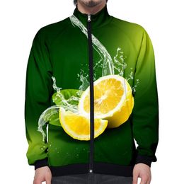 Men's Jackets Long Sleeve Jacket Sweatshirts Man Women Runing Sport Autumn Winter Zipper Jaqueta Masculina Refreshing Lemon PrintMen's