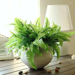 Decorative Flowers 7-fork Green Grass Artificial Plants For Plastic Household Store Party Decoration